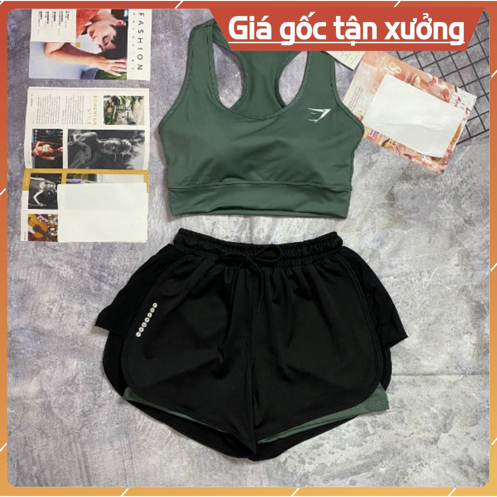 Hàng Mới Bộ bra nữ tập gym yoga earobic kết hợp quần đùi 2 lớp cho nữ - Đồ tập gym yoga erobic chạy bộ nữ BRA1