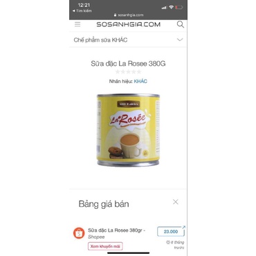sữa đặc malaisya lon 380g