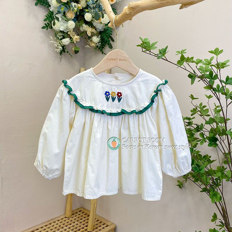 Áo Sơ Mi Cotton Tay Dài Phong Cách Hàn Quốc Thời Trang Xuân Thu Mới 2022 Dành Cho Bé Gái