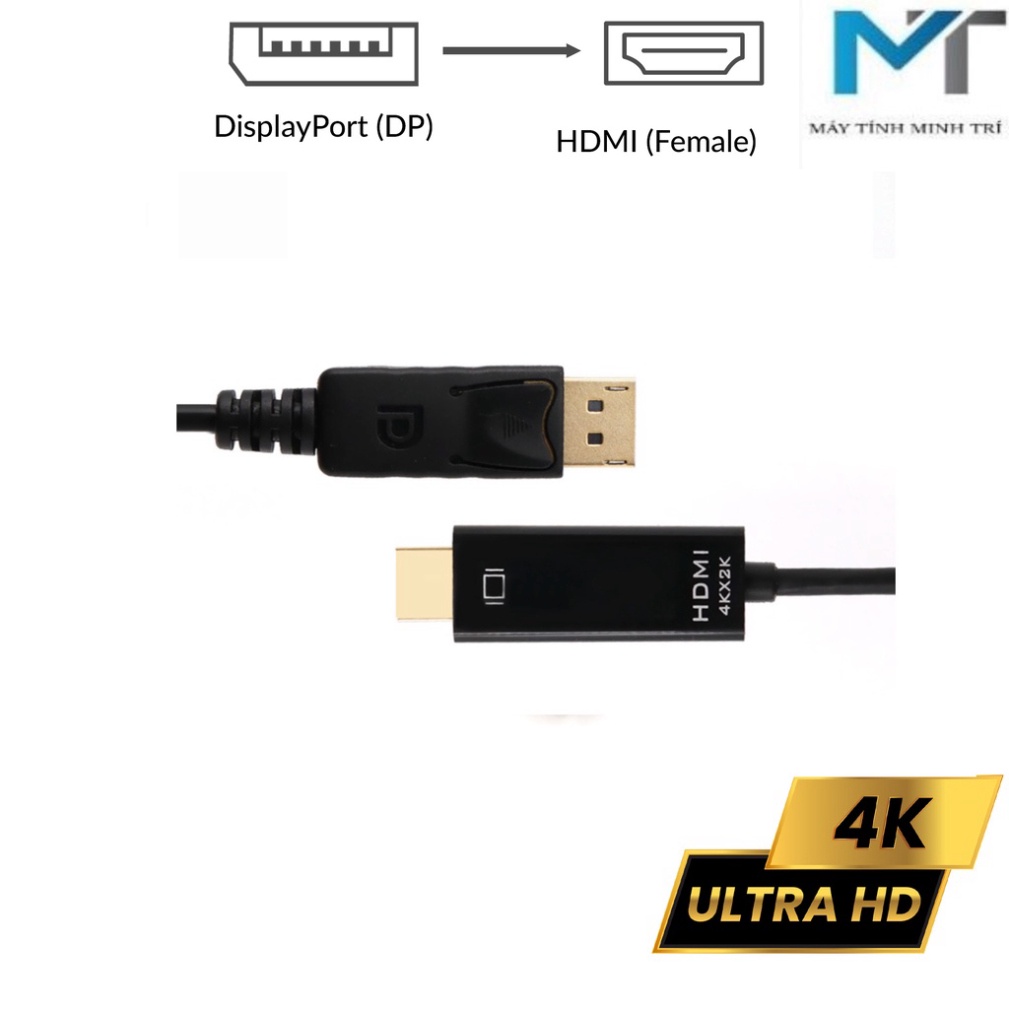Dây DisplayPort to HDMI 1m8 4k, DP to HDMI 1m8 FHD, Cáp DisplayPort  to HDMI