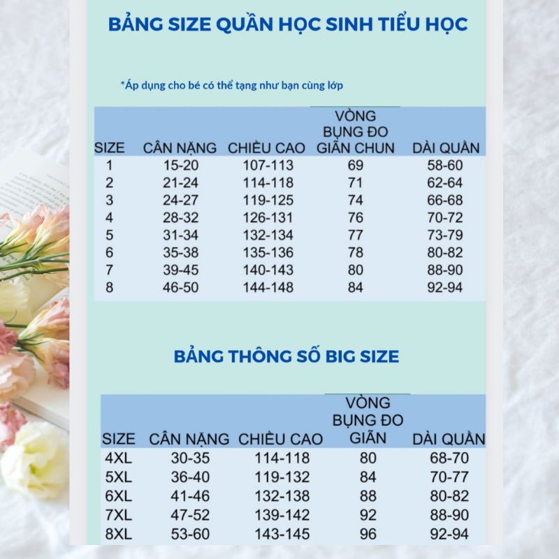 Quần tây cho bé học sinh cấp 1 vải Cotton lạnh bo chun 2 bên