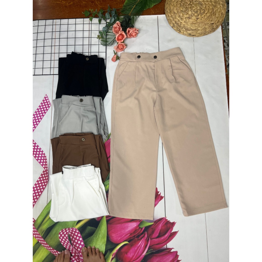 Quần ống rộng dáng thon dài, dáng cao chất tuyết mưa trẻ trung TH