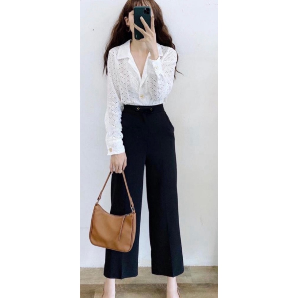 Quần ống rộng dáng thon dài, dáng cao chất tuyết mưa trẻ trung TH