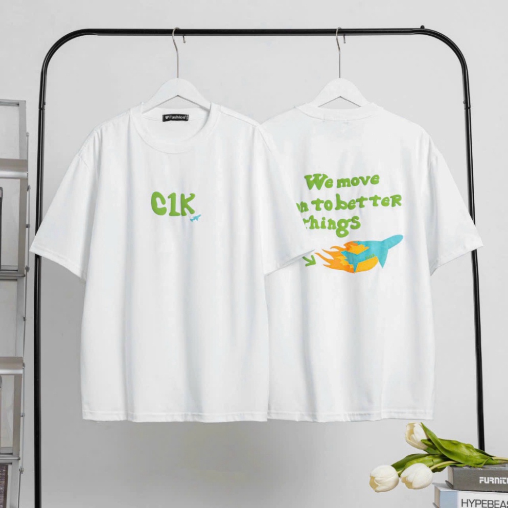 Áo Thun Nam Nữ C1K Fly At118 In Nổi 2 Mặt Siêu Cute Chất Cotton Mềm Mịn Mát