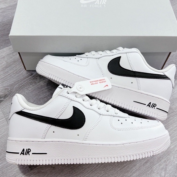 ￼Giày thể thao sneaker NK Air Force 1 Black White, Giày AF1 Vệt Đen Đế Air Bản Chuẩn S.C, hàng trung +Box Bill