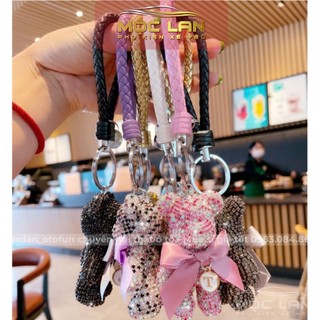 Decor - Móc khóa gấu đính đá Charm Bearbrick cao cấp kèm dây dù - trang trí ô tô túi xách