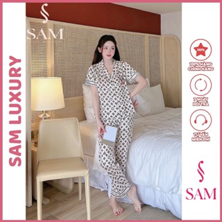  Bộ đồ nữ pijama mặc nhà Sam luxury bộ lụa tay ngắn quần dài lụa vân mềm đẹp 