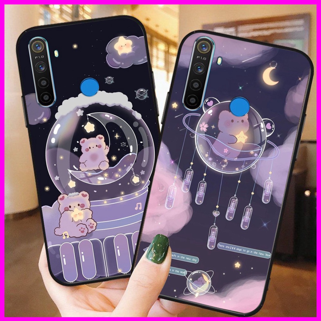 Ốp lưng điện thoại oppo realme 5 / 5 pro / c3 bộ gấu tím may mắn 1k