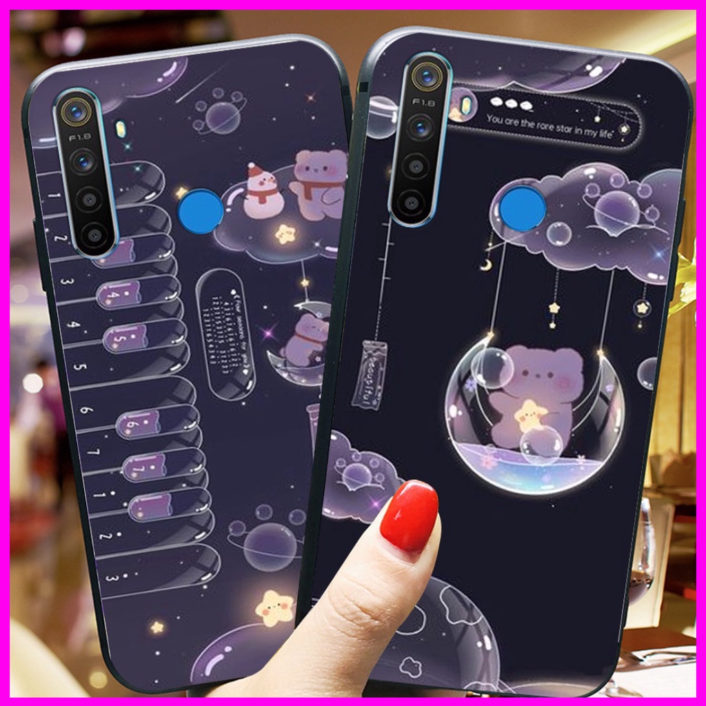 Ốp lưng điện thoại oppo realme 5 / 5 pro / c3 bộ gấu tím may mắn 1k