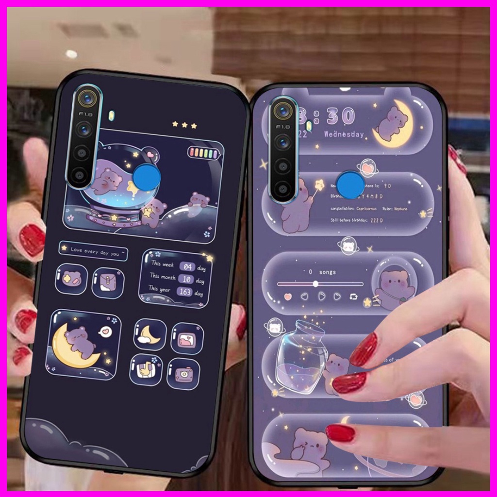 Ốp lưng điện thoại oppo realme 5 / 5 pro / c3 bộ gấu tím may mắn 1k