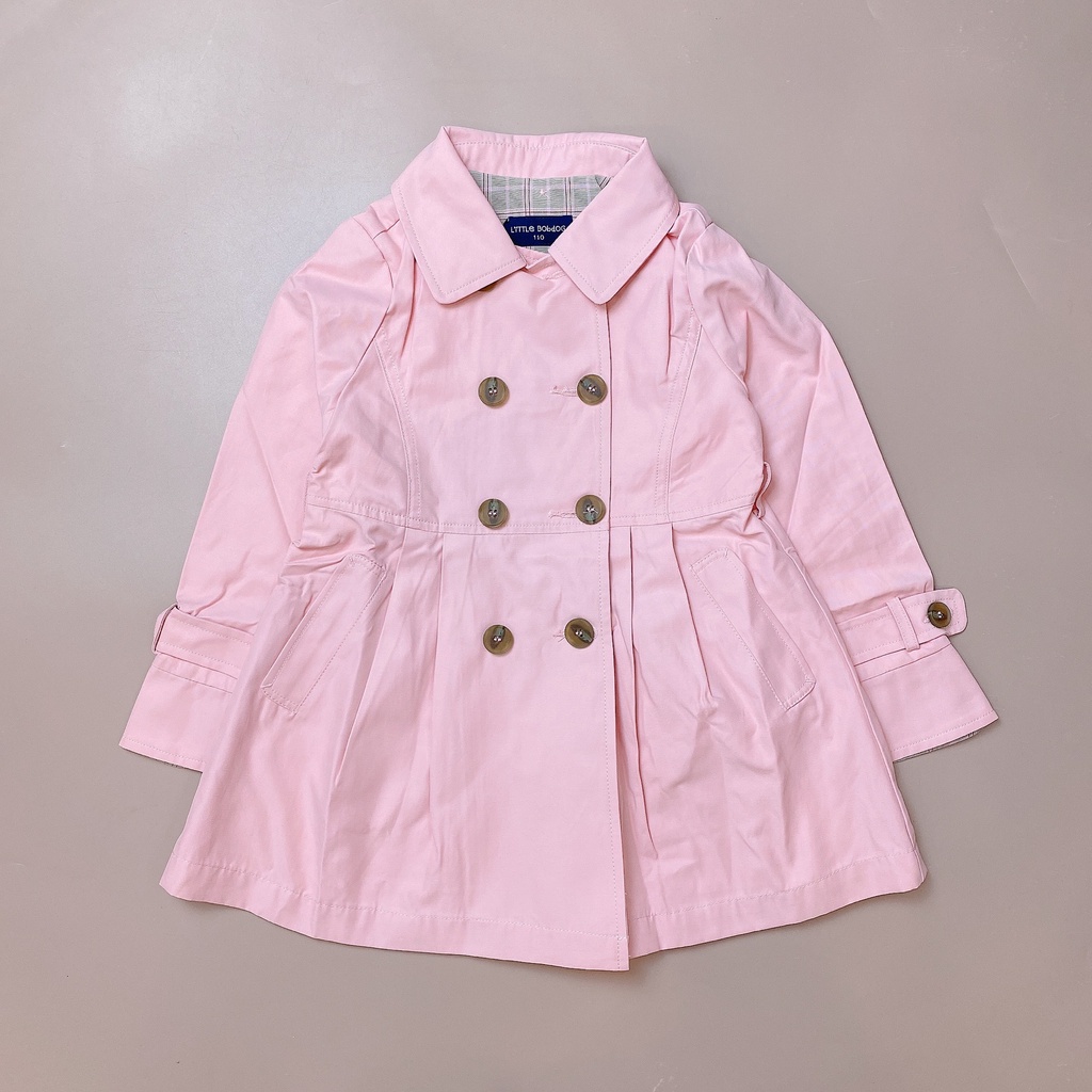 Áo khoác trenchcoat Little Bobdog hồng lót kẻ