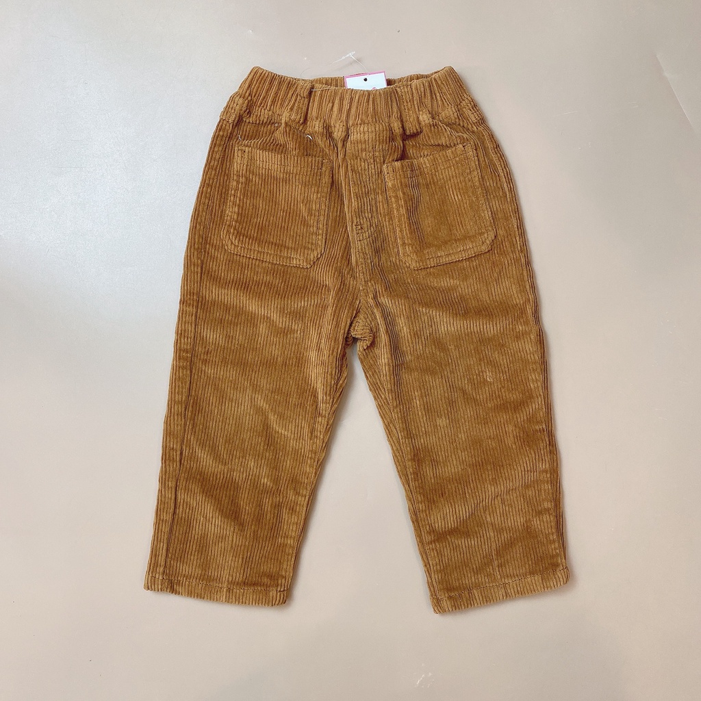 Quần nhung tăm Babidiboo dáng baggy màu nâu bò size 100 - 140