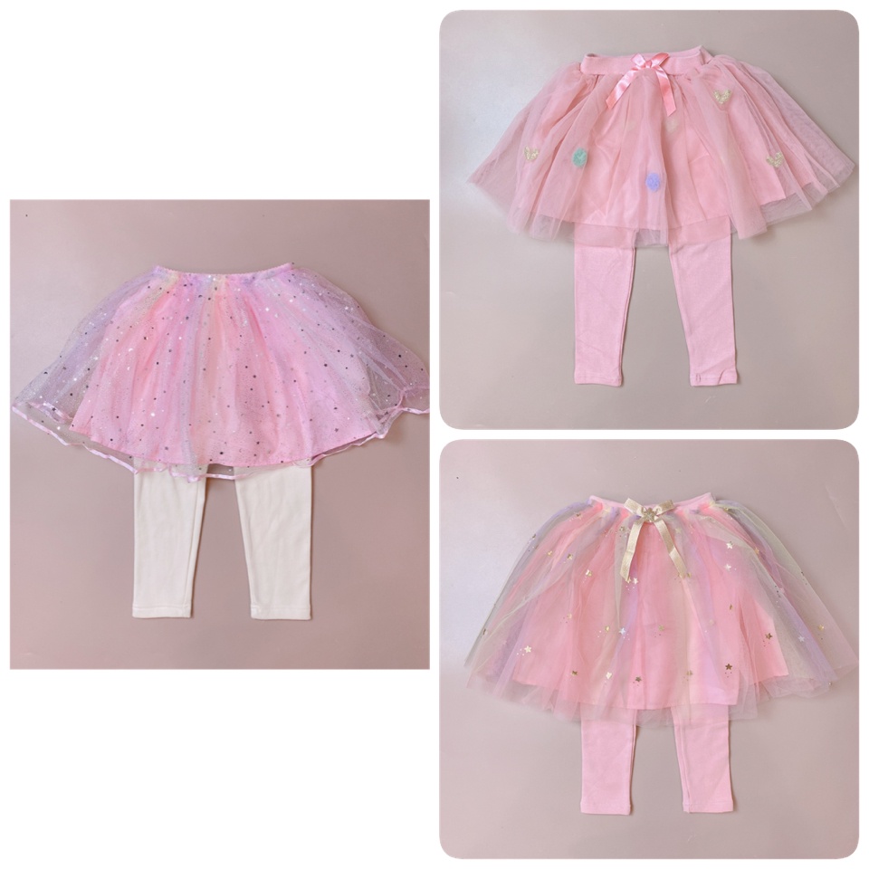 Quần nỉ liền váy voan Babidiboo 3 màu size 100 - 140