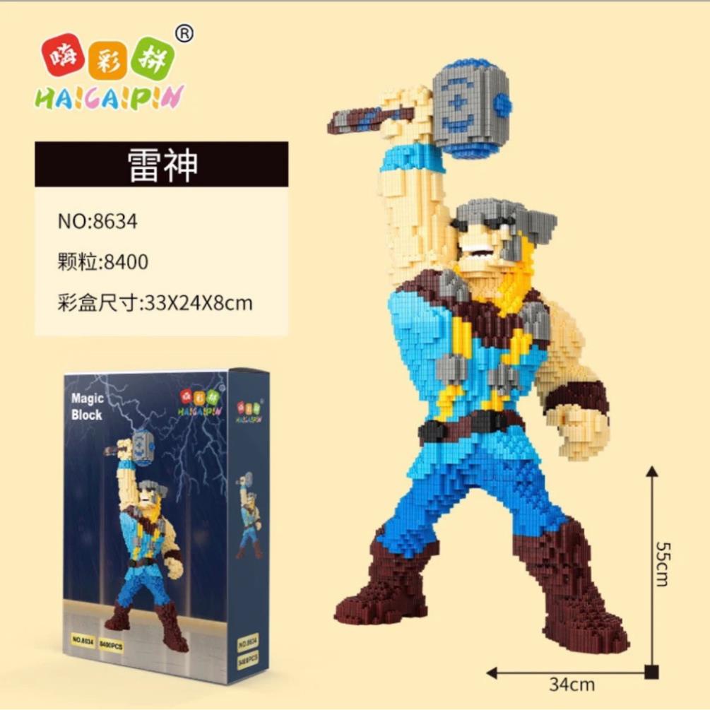 Mô hình lắp ráp Siêu Nhân, người sắt, đội trưởng mỹ. Đồ chơi xếp hình siêu nhân tặng kèm búa