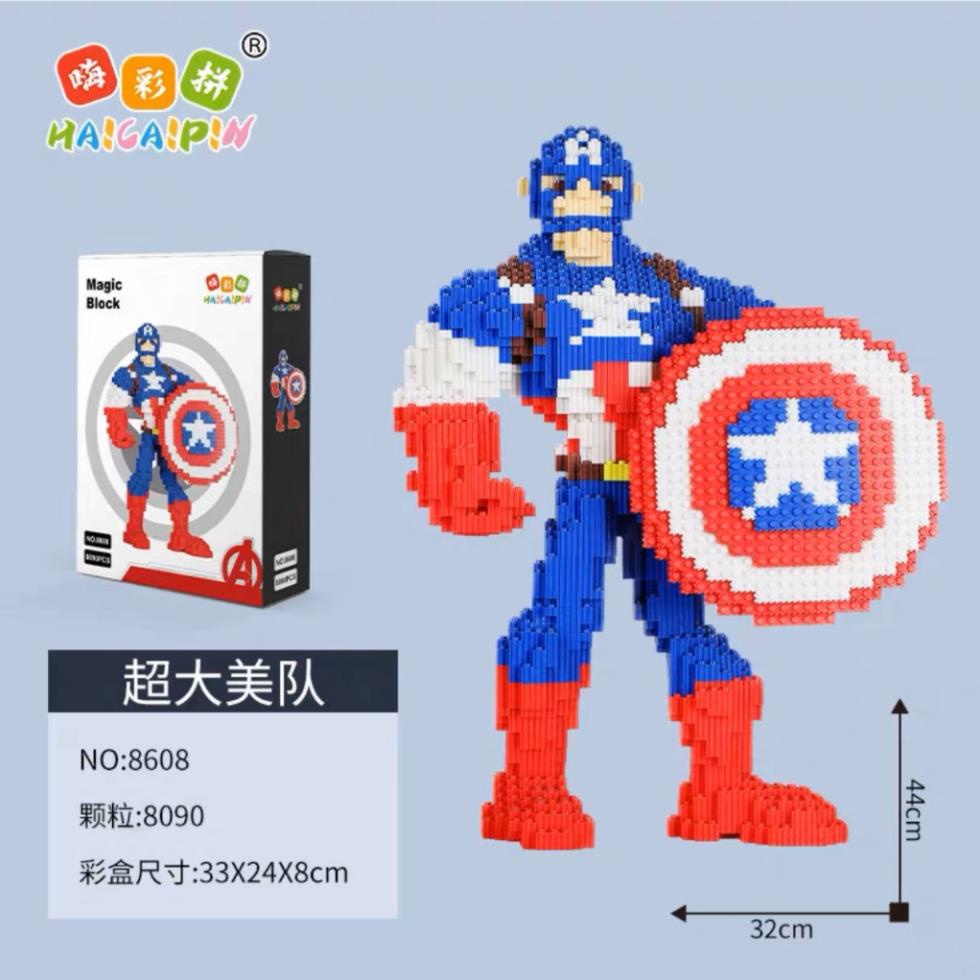 Mô hình lắp ráp Siêu Nhân, người sắt, đội trưởng mỹ. Đồ chơi xếp hình siêu nhân tặng kèm búa