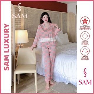 Bộ mặc nhà lụa Sam luxury, pijama lụa dài tay cao cấp