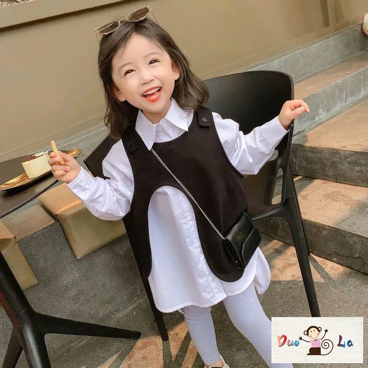 Áo Thun Tay Dài Giả Nhiều Lớp Thời Trang Mùa Thu 2023 Cho Bé Gái