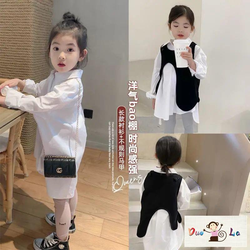 Áo Thun Tay Dài Giả Nhiều Lớp Thời Trang Mùa Thu 2023 Cho Bé Gái