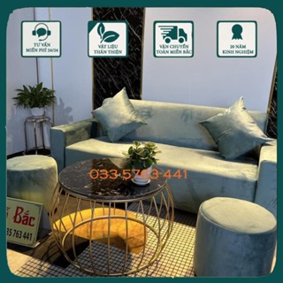 Chọn bộ ghế sofa kiểu dáng tay vuông kèm đôn ngồi và gối ôm kích thước dài 1m6 đến 2m2 tùy chọn màu