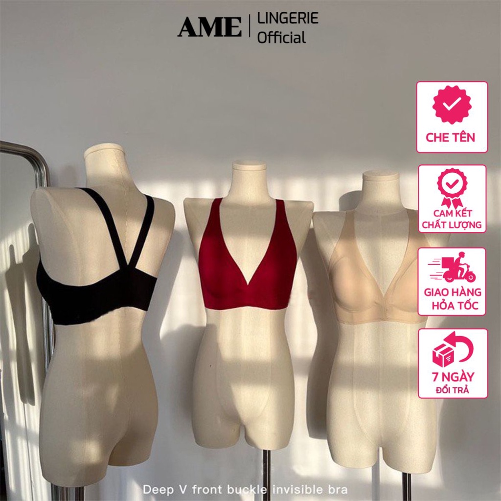 Áo lót su lụa móc cài trước, ôm nâng cổ V sexy gợi cảm 𝗩.𝗕𝗿𝗮