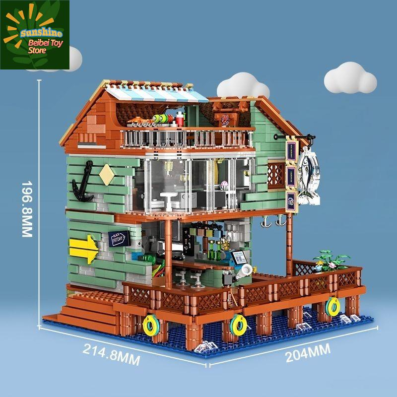 🔥 Có hàng tồn kho 🌟Mini Blocks Làng chài Cabin Fisherman's Wharf Độ khó cao Street View Đồ trang trí chắp vá Đồ chơi c
