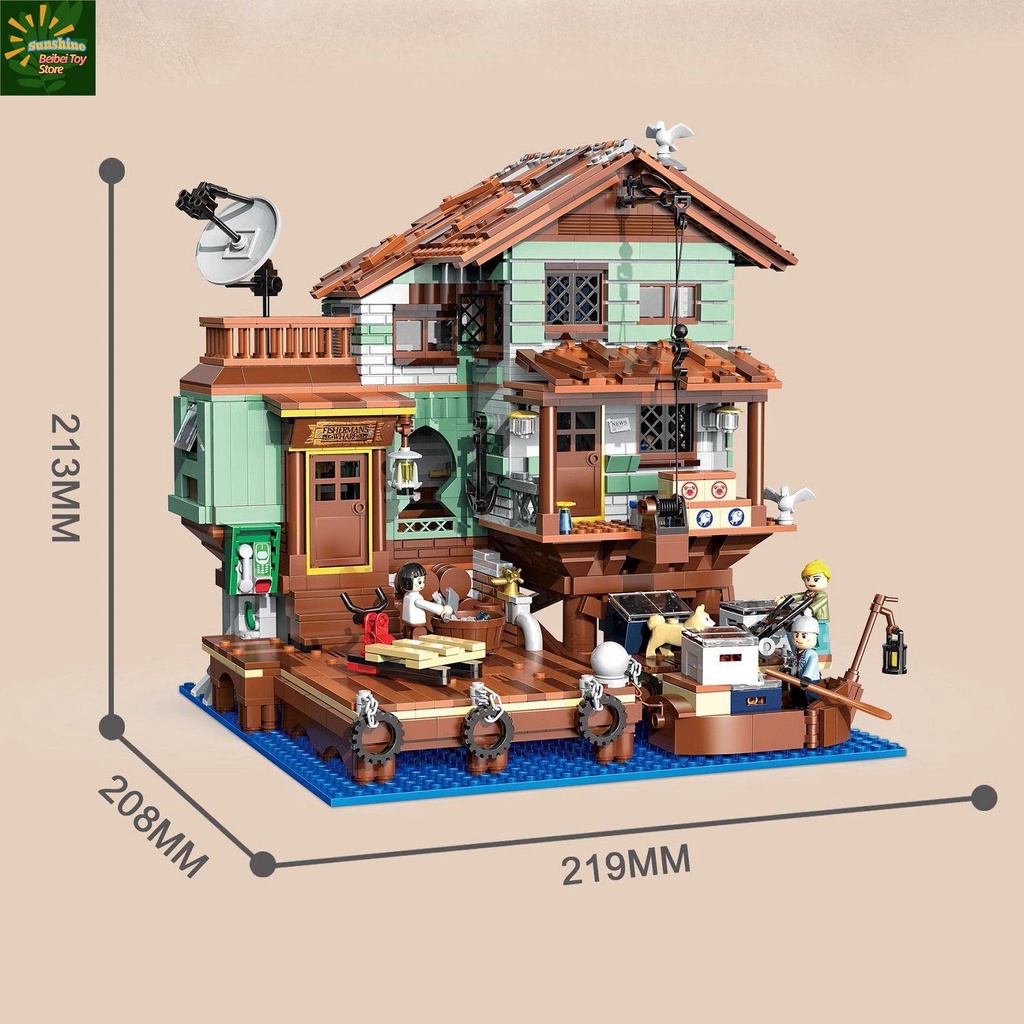 🔥 Có hàng tồn kho 🌟Mini Blocks Làng chài Cabin Fisherman's Wharf Độ khó cao Street View Đồ trang trí chắp vá Đồ chơi c