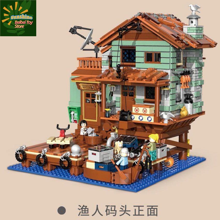 🔥 Có hàng tồn kho 🌟Mini Blocks Làng chài Cabin Fisherman's Wharf Độ khó cao Street View Đồ trang trí chắp vá Đồ chơi c