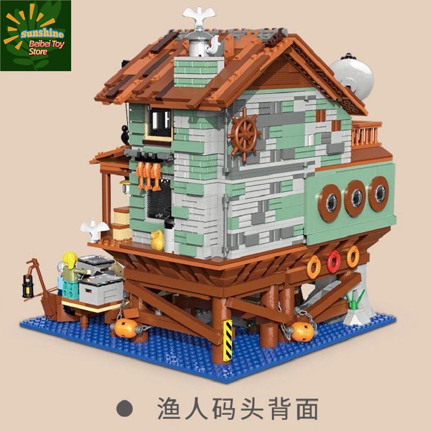 🔥 Có hàng tồn kho 🌟Mini Blocks Làng chài Cabin Fisherman's Wharf Độ khó cao Street View Đồ trang trí chắp vá Đồ chơi c