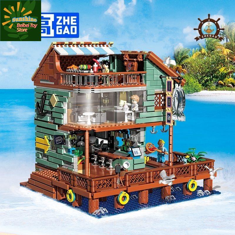 🔥 Có hàng tồn kho 🌟Mini Blocks Làng chài Cabin Fisherman's Wharf Độ khó cao Street View Đồ trang trí chắp vá Đồ chơi c