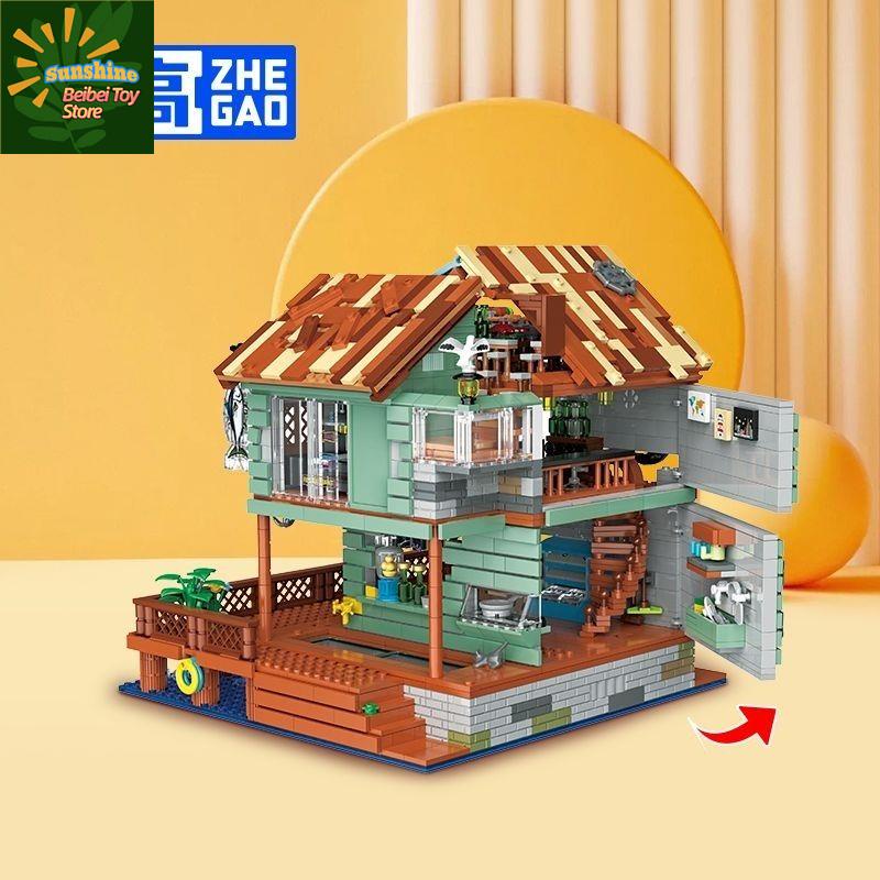 🔥 Có hàng tồn kho 🌟Mini Blocks Làng chài Cabin Fisherman's Wharf Độ khó cao Street View Đồ trang trí chắp vá Đồ chơi c