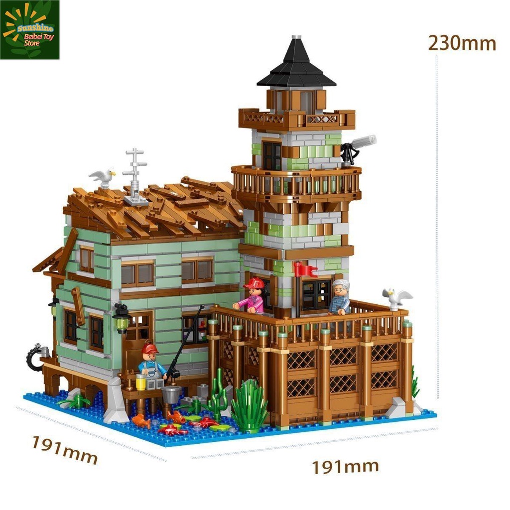 🔥 Có hàng tồn kho 🌟Mini Blocks Làng chài Cabin Fisherman's Wharf Độ khó cao Street View Đồ trang trí chắp vá Đồ chơi c