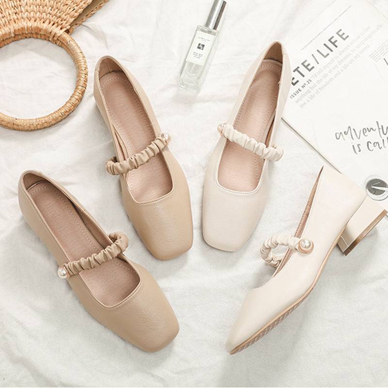 Giày Búp Bê Gót Thấp Mũi Vuông Thời Trang Cho Nữ