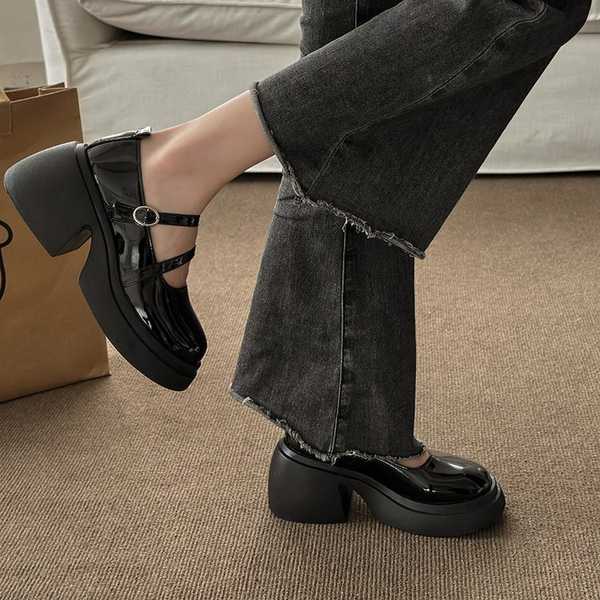 Giày Da Đế Dày Thời Trang Dành Cho Nữ