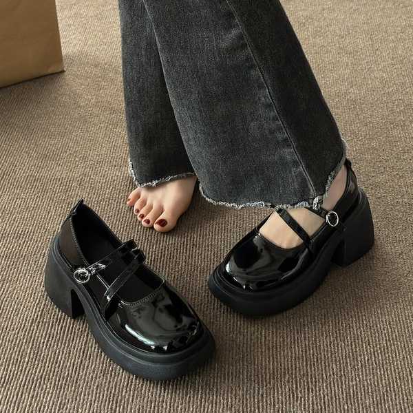 Giày Da Đế Dày Thời Trang Dành Cho Nữ