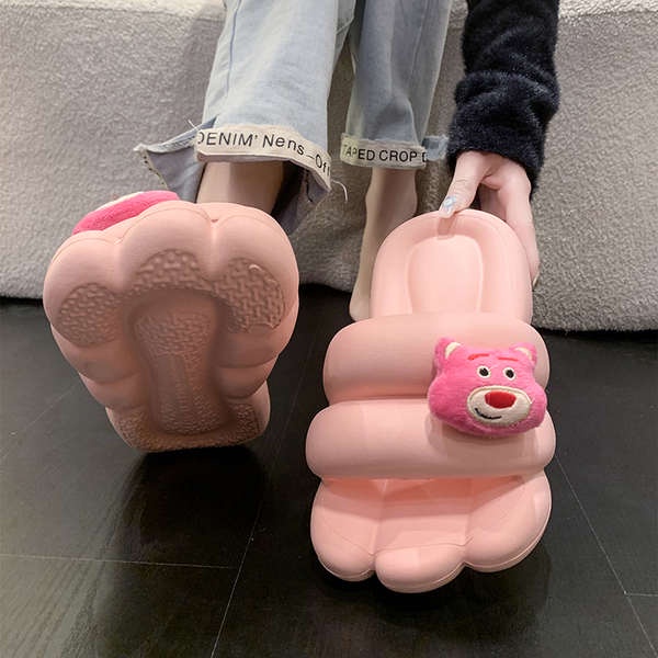 Dép nữ mùa hè 2023 nội thất mới thoải mái cartoon gấu dâu tây