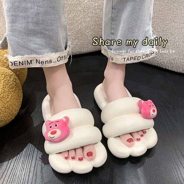 Dép nữ mùa hè 2023 nội thất mới thoải mái cartoon gấu dâu tây