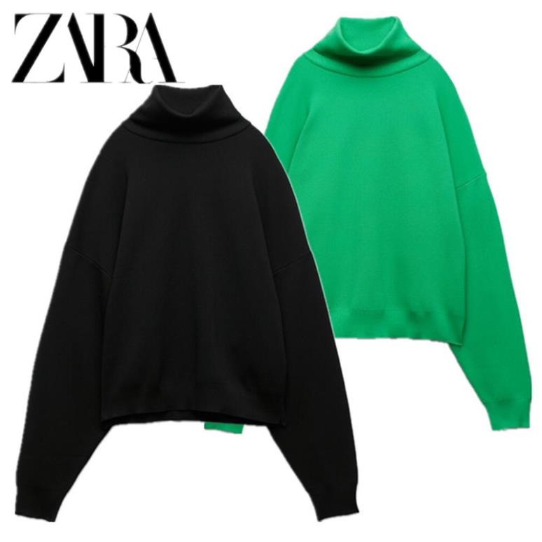 Zara Morocco full tag - áo Zara len dệt kim cổ lọ tay dài có đen và xanh