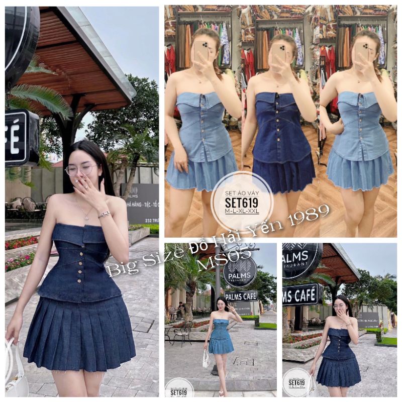 Sét Váy Jean Xếp Ly Big Size (55kg đến 100kg) MS05