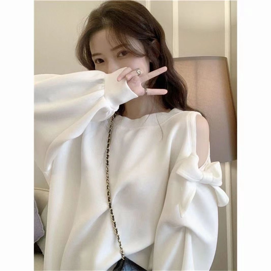 Áo sweatshirt JSC tay dài hở vai có mũ trùm đầu thời trang xuân thu cho nữ size lớn