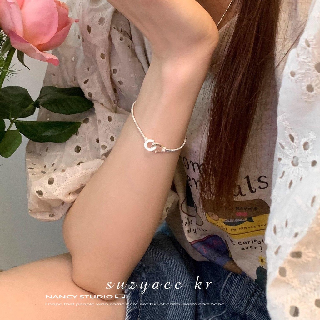 Vòng Tay Dây Xích Đôi Khóa Xương Rắn Sang Trọng Thiết Kế Cao Cấp ins Dành Cho Bạn Nữ
