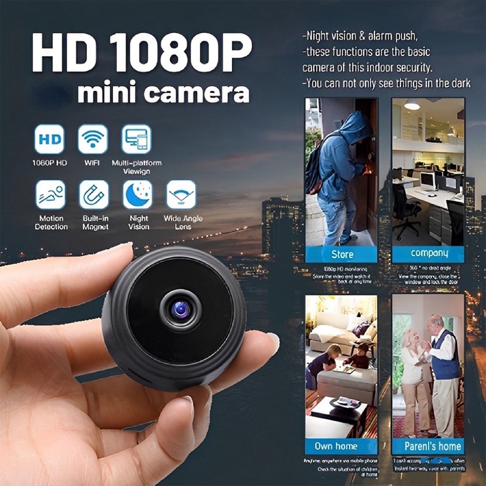 Camera ip wifi  a9 mini 4M Quad HD (1080P ) Full HD 1080P phiên bản mới A9 mini Camera xoay 360° H
