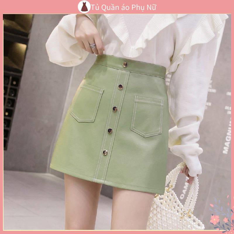 Ch n V Y D / L Ng Th / Th / Qu C Th / Chân Váy Da PU Ngắn Dáng Ôm Eo Cao Thời Trang Thu Đông Cho Nữ Sinh