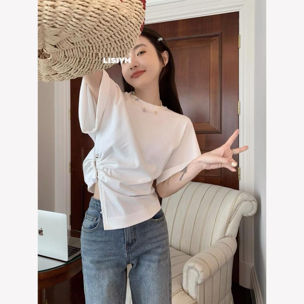 Áo thun tay lật dúm eo siêu sang thời trang siêu xinh AO23