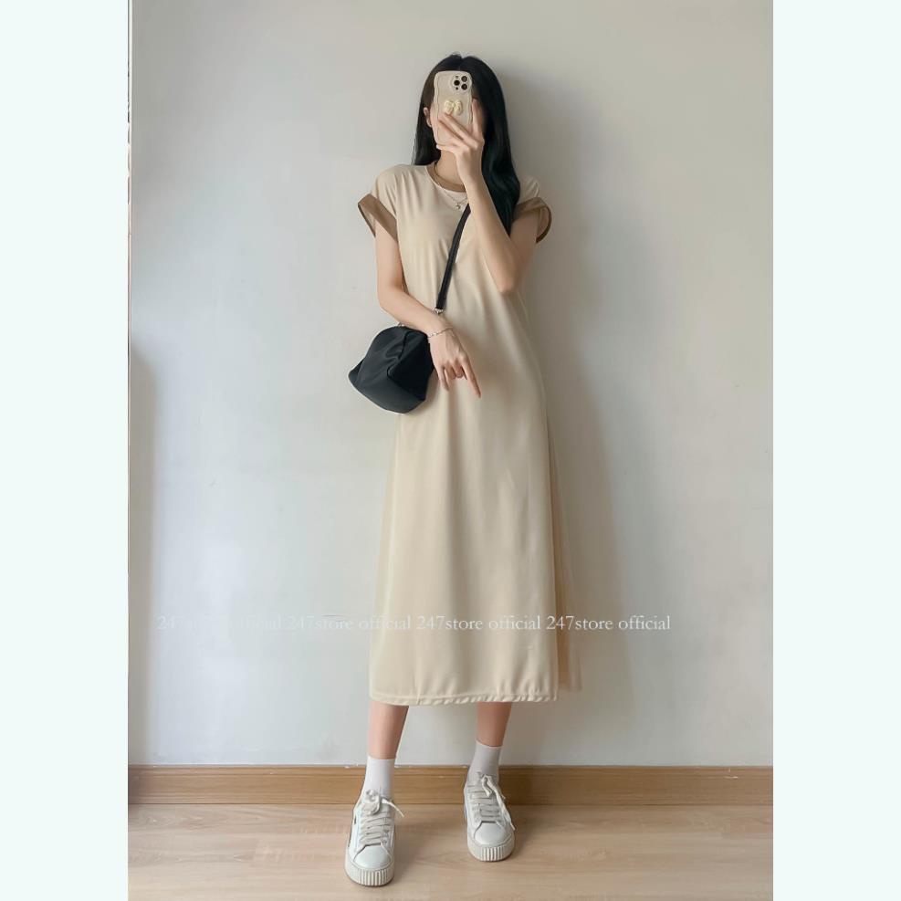 Váy xuông dáng dài xòe nhẹ chất bozip dày dặn thời trang phối viền VAY8