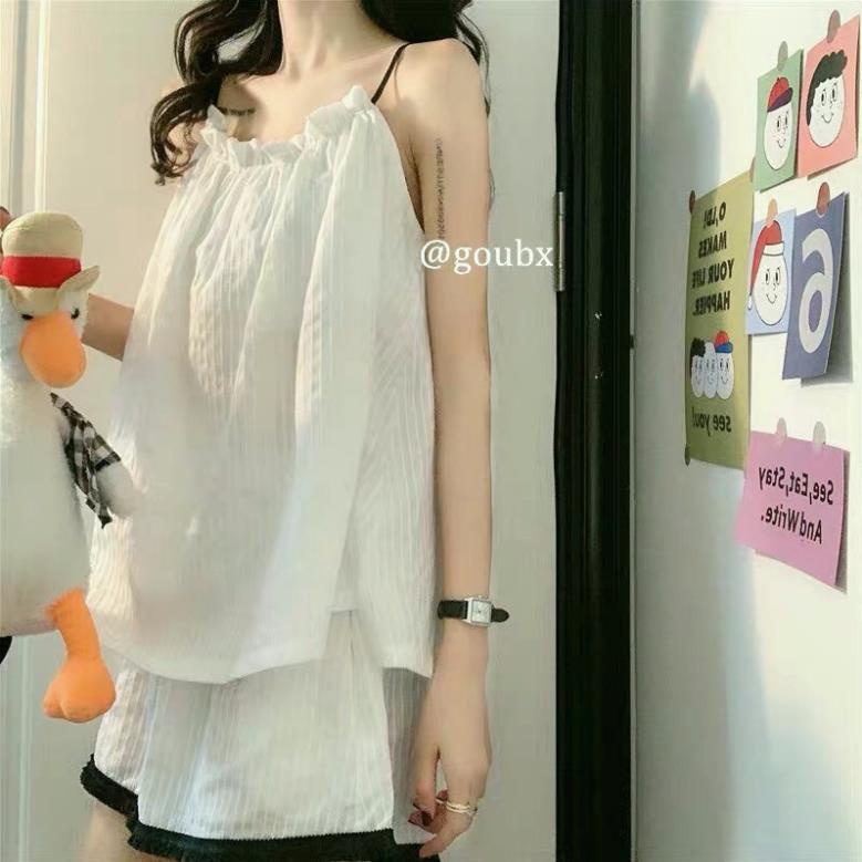 Áo thun tay ngắn, dáng ôm nữ tính kiểu vải xốp nhăn AO7