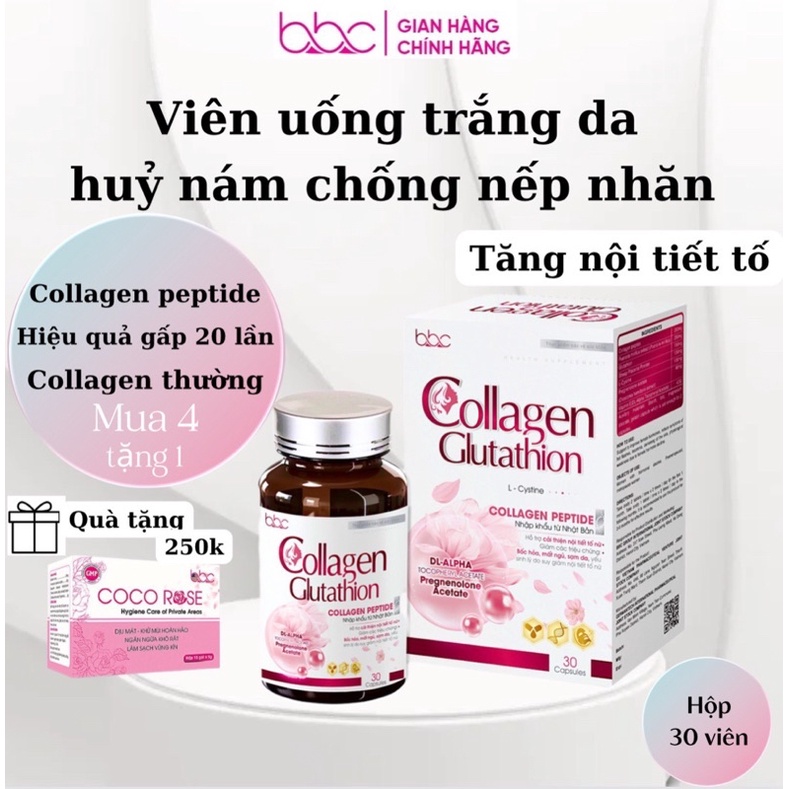 Viên uống trắng da tăng nội tiết tố COLLAGEN GLUTATHION BBC