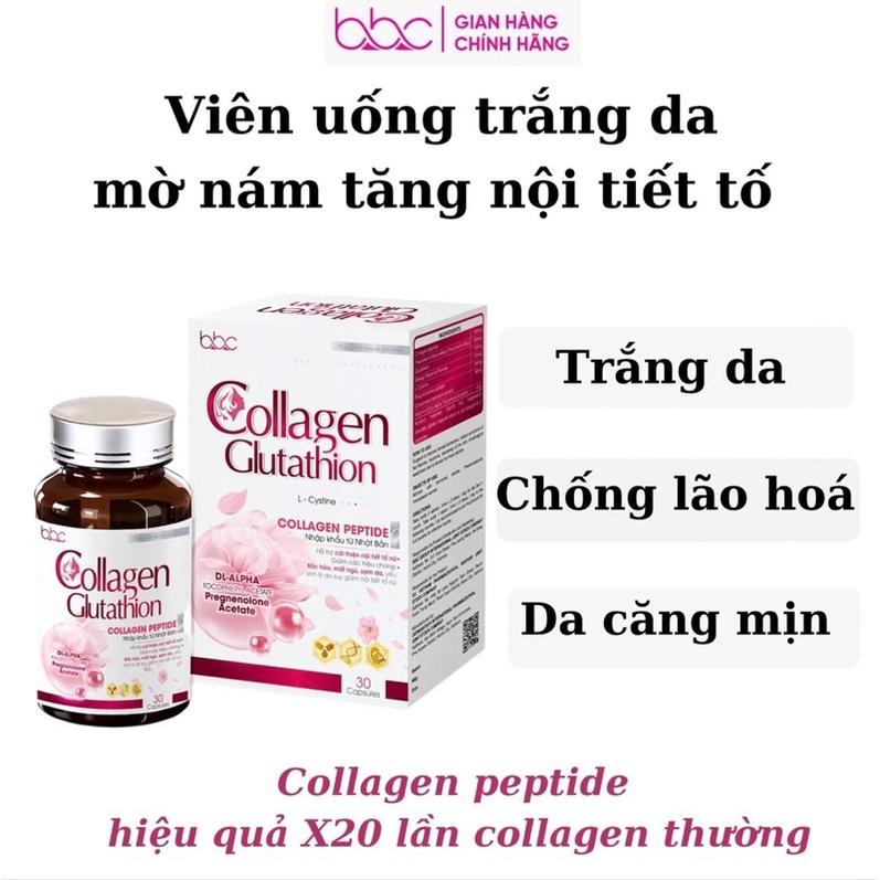 Combo 4 hộp viên uống collagen glutathion bbc 30viên x 4