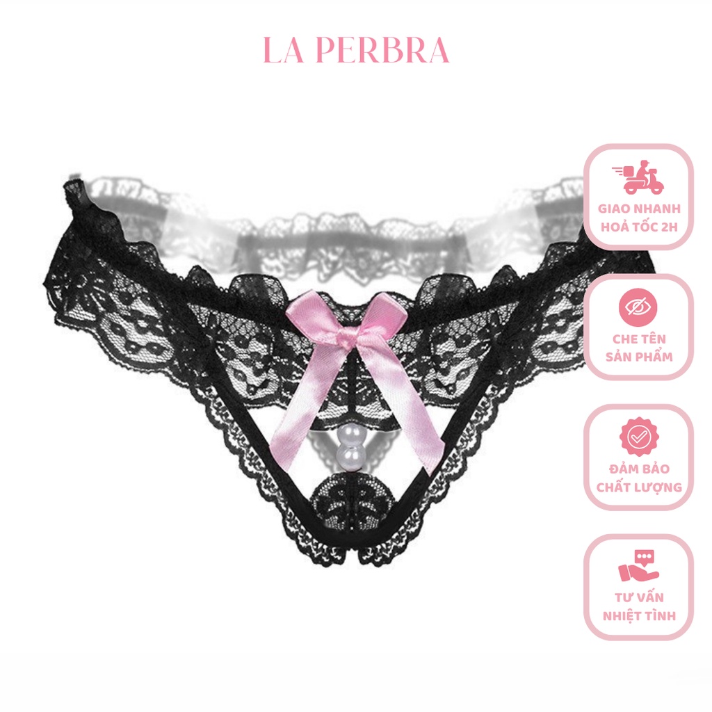 X16 | Quần Lót Nữ Ren Xẻ Đáy Đính Nơ Mềm Mại Quần Lọt Khe Sexy La Perbra