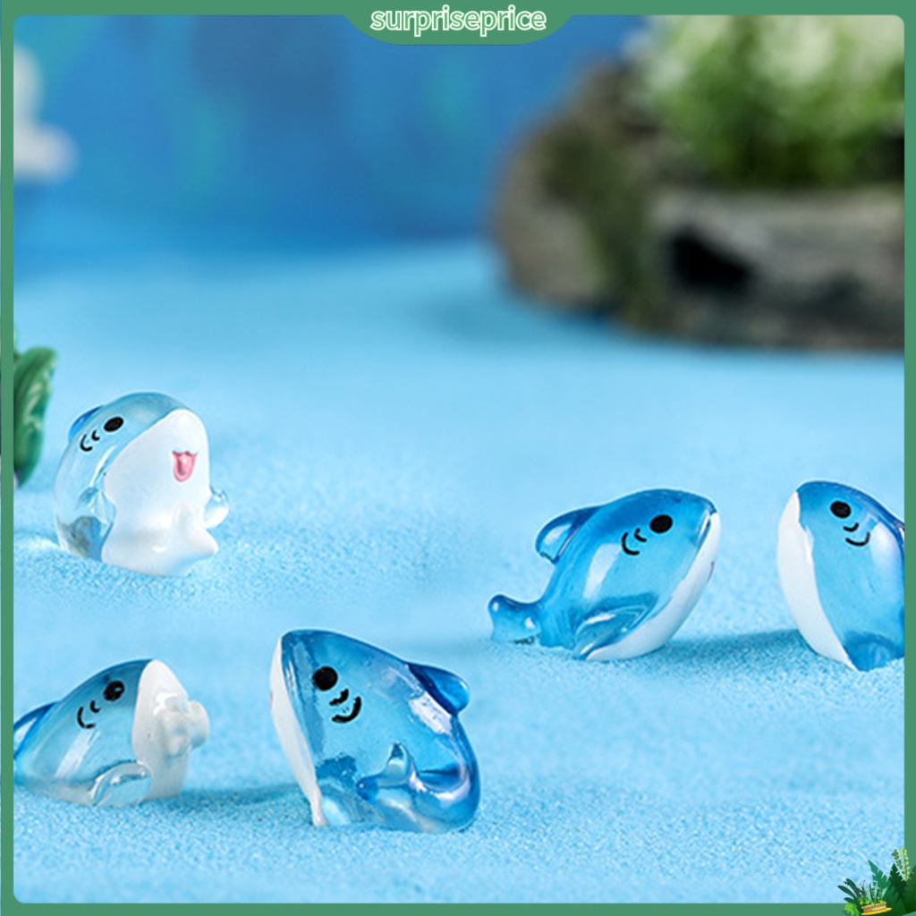 Set 2 Mô Hình Cá Mập Nhiều Màu Sắc Dùng Trang Trí Vườn Cây Bonsai
