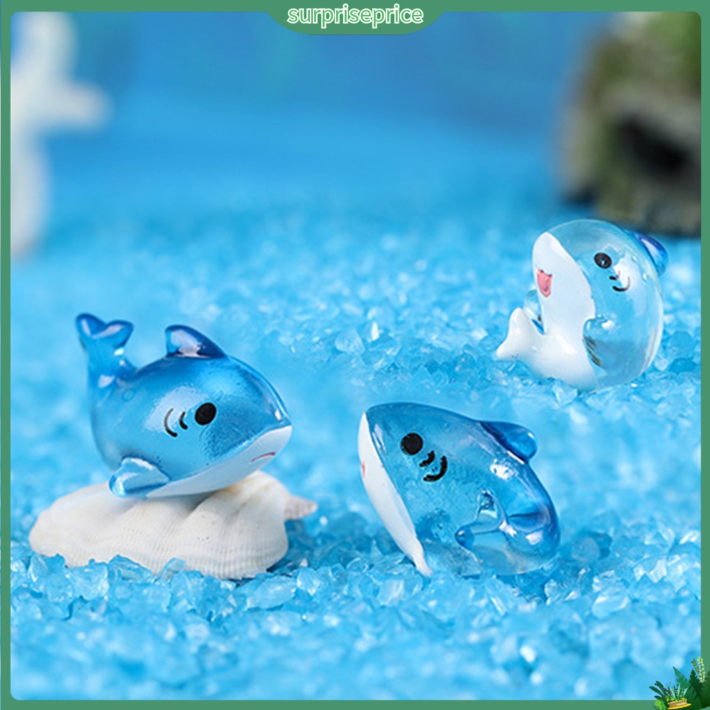 Set 2 Mô Hình Cá Mập Nhiều Màu Sắc Dùng Trang Trí Vườn Cây Bonsai